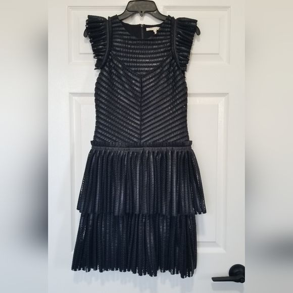 Maje Remony Black Tiered Mini Dress Size 3 - Picture 4 of 15